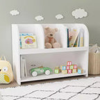 VIYET 24 Libreria per Bambini a 4 Scomparti, Scaffale per Esposizione e Contenimento in MDF Bianco (Organizzatore di Giocattoli Antiribaltamento per Sala Giochi/Nursery)