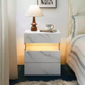 MAYEERTY Nightstand with 3 Drawer Dresser for Bedroom Bedside Table for Living Room White Stone