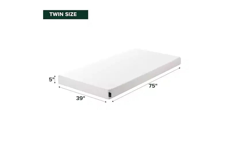 Materasso in Memory Foam Zinus da 12,7 cm a due strati, senza fibra di vetro, rigidità media, strati rinfrescanti traspiranti, materiali certificati sicuri