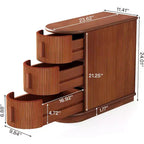 Tavolino da Divano a 3 Cassetti in Legno, Comodino Moderno e Slim per Soggiorno, Camera da Letto, Noce, Nessun Montaggio Richiesto