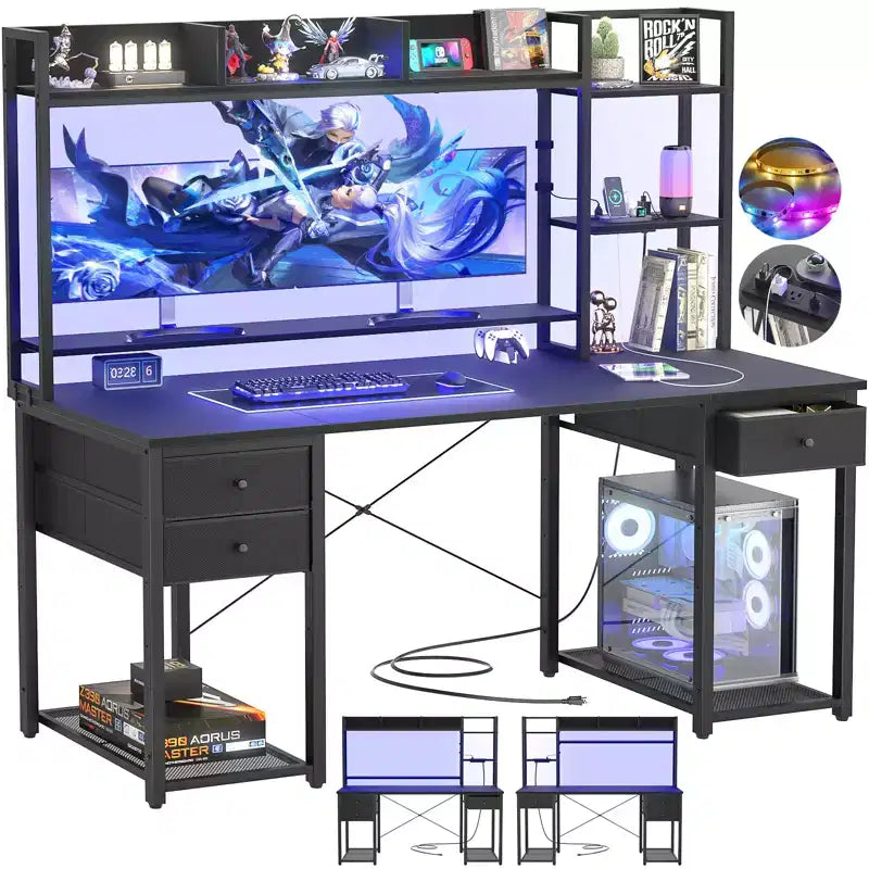 Scrivania per computer con cassetti