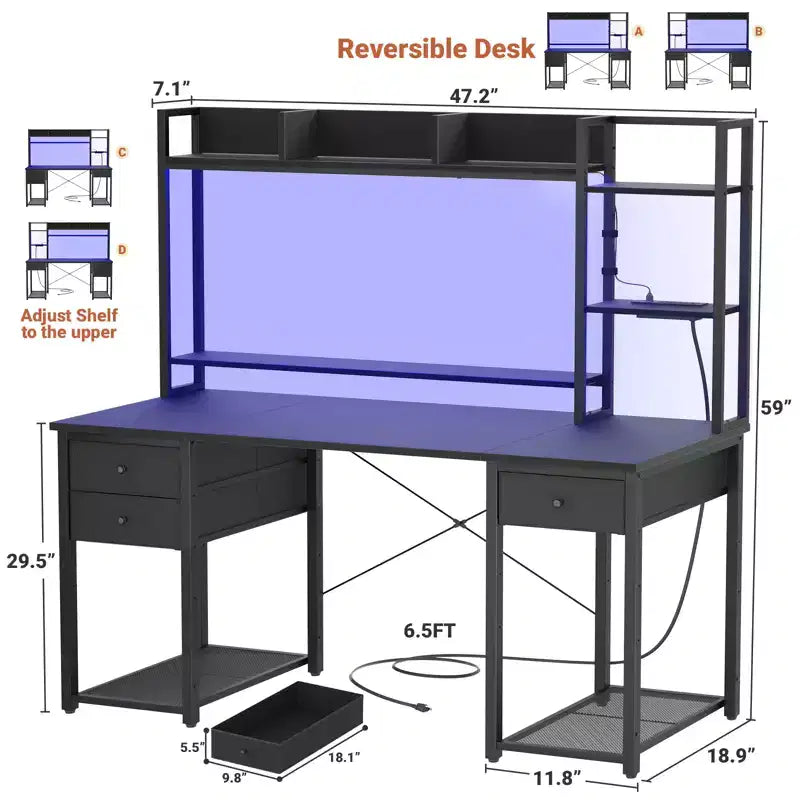 Scrivania per computer con cassetti