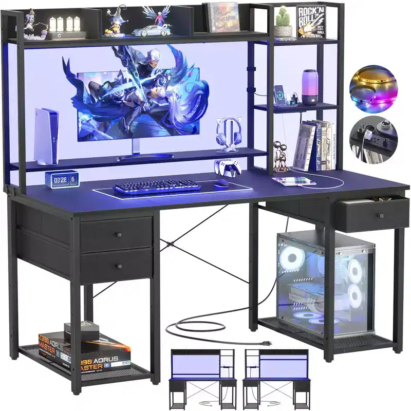 Scrivania per computer con cassetti