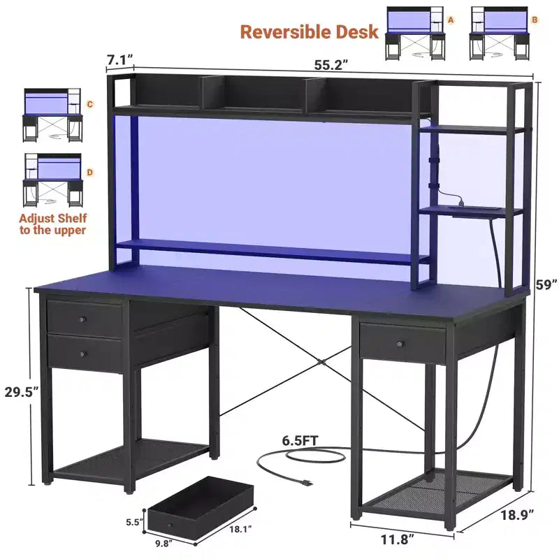 Scrivania per computer con cassetti