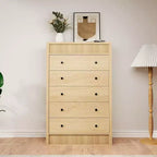Cassettiera a 5 cassetti scanalati da 31,5" con sistema di sicurezza anti-ribaltamento - Contenitore in rovere naturale per camera da letto e soggiorno