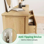 Cassettiera a 5 cassetti scanalati da 31,5" con sistema di sicurezza anti-ribaltamento - Contenitore in rovere naturale per camera da letto e soggiorno