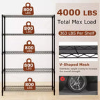 Costway Scaffale Portaoggetti a 5 Ripiani in Metallo Capacità 1814 kg, Organizzatore di Stoccaggio per Casa e Cucina