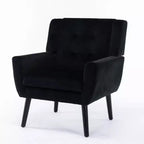 Poltrona d'accento in velluto con seduta ergonomica imbottita Schienale aderente Braccioli Gambe in legno massello nere 74,9W x 74,9D x 87,9H cm