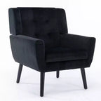 Poltrona d'accento in velluto con seduta ergonomica imbottita Schienale aderente Braccioli Gambe in legno massello nere 74,9W x 74,9D x 87,9H cm