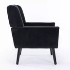 Poltrona d'accento in velluto con seduta ergonomica imbottita Schienale aderente Braccioli Gambe in legno massello nere 74,9W x 74,9D x 87,9H cm