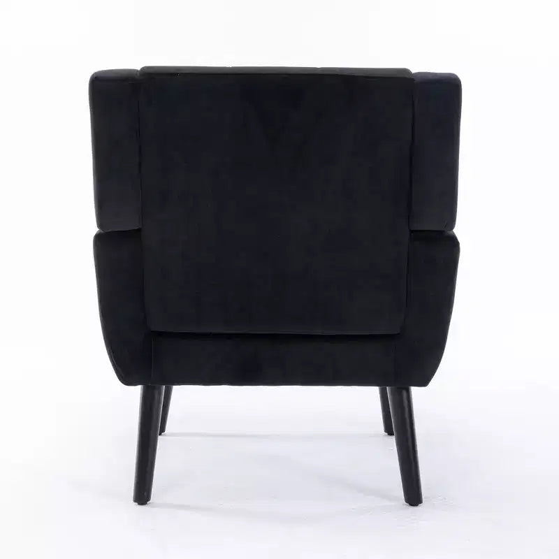 Poltrona d'accento in velluto con seduta ergonomica imbottita Schienale aderente Braccioli Gambe in legno massello nere 74,9W x 74,9D x 87,9H cm