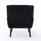 Poltrona d'accento in velluto con seduta ergonomica imbottita Schienale aderente Braccioli Gambe in legno massello nere 74,9W x 74,9D x 87,9H cm