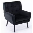 Poltrona d'accento in velluto con seduta ergonomica imbottita Schienale aderente Braccioli Gambe in legno massello nere 74,9W x 74,9D x 87,9H cm