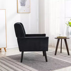 Poltrona d'accento in velluto con seduta ergonomica imbottita Schienale aderente Braccioli Gambe in legno massello nere 74,9W x 74,9D x 87,9H cm