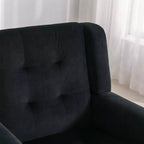 Poltrona d'accento in velluto con seduta ergonomica imbottita Schienale aderente Braccioli Gambe in legno massello nere 74,9W x 74,9D x 87,9H cm