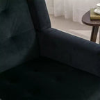 Poltrona d'accento in velluto con seduta ergonomica imbottita Schienale aderente Braccioli Gambe in legno massello nere 74,9W x 74,9D x 87,9H cm