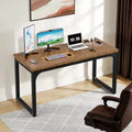 Dyonery Computer Desk, 1.2 Thick Desktop, Heavy-Duty Metal Frame, Large Home Office & Gaming Desk, Rustic Brown