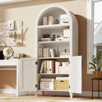 Mobile da cucina alto 63,2 pollici ad arco, Armadietto ad arco per dispensa da cucina, Scaffale aperto a 5 livelli con ripiano regolabile, Dispensa in legno, Libreria in stile rustico