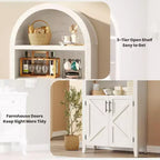 Mobile da cucina alto 63,2 pollici ad arco, Armadietto ad arco per dispensa da cucina, Scaffale aperto a 5 livelli con ripiano regolabile, Dispensa in legno, Libreria in stile rustico