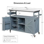 Isola da Cucina Mobile e Armadietto Contenitore per Esterni Stile Rustico Top in Acciaio Inossidabile Portaspezie Adatto per Cucine Grigio-Blu