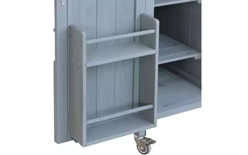 Isola da Cucina Mobile e Armadietto Contenitore per Esterni Stile Rustico Top in Acciaio Inossidabile Portaspezie Adatto per Cucine Grigio-Blu