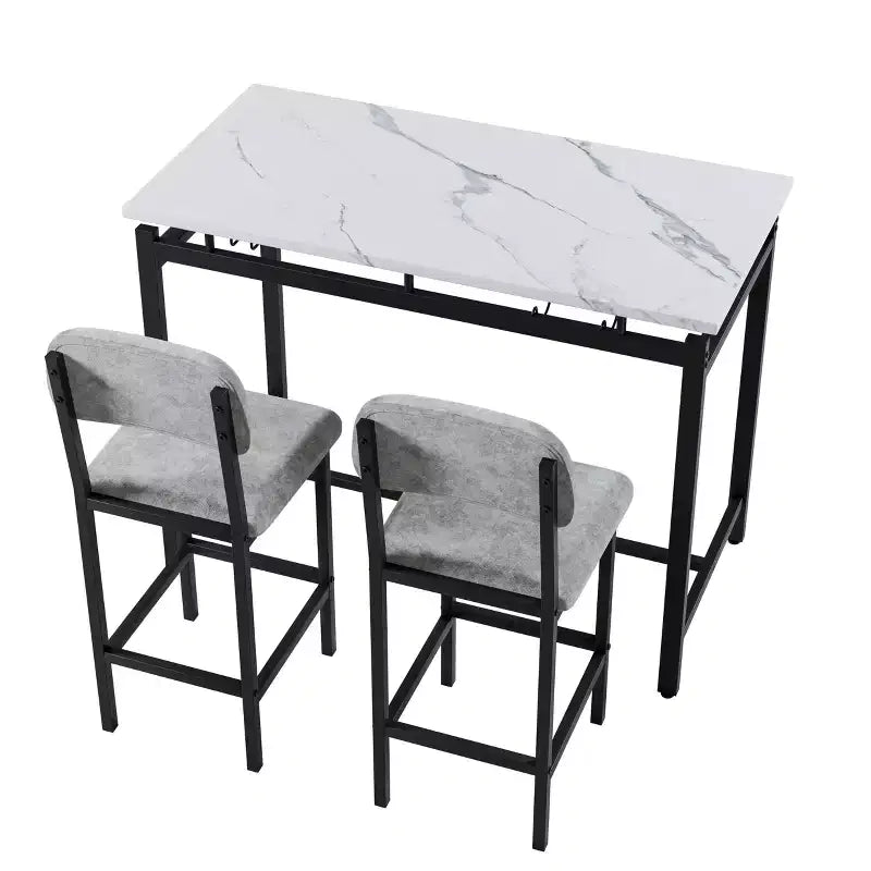 Set da pranzo 3 pezzi con 2 sedie imbottite per cucina o piccolo appartamento