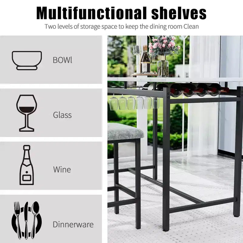 Set da pranzo 3 pezzi con 2 sedie imbottite per cucina o piccolo appartamento
