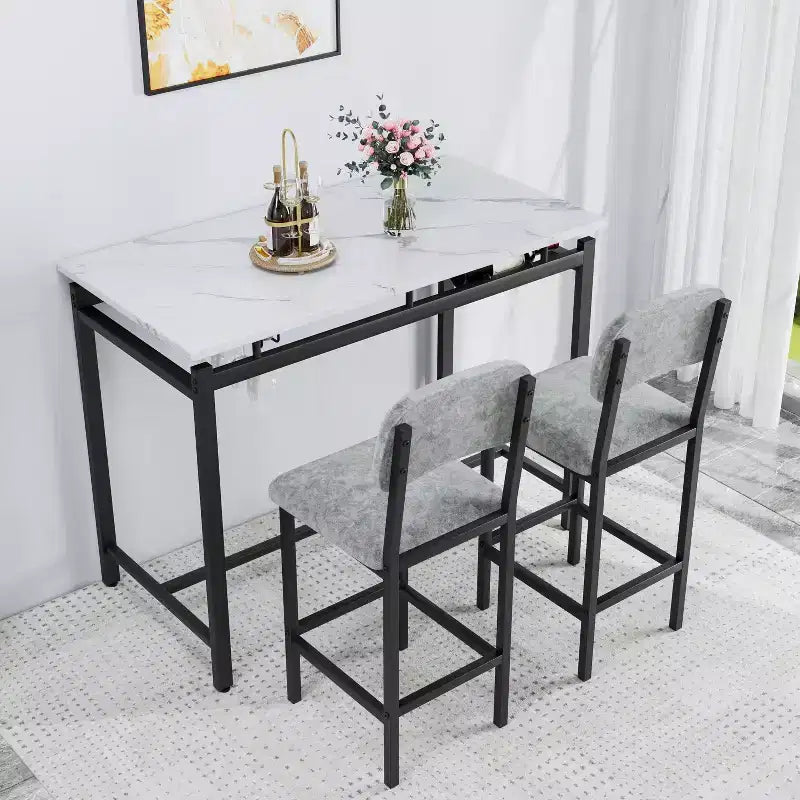 Set da pranzo 3 pezzi con 2 sedie imbottite per cucina o piccolo appartamento
