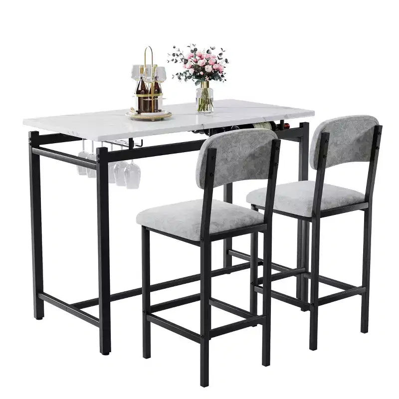 Set da pranzo 3 pezzi con 2 sedie imbottite per cucina o piccolo appartamento