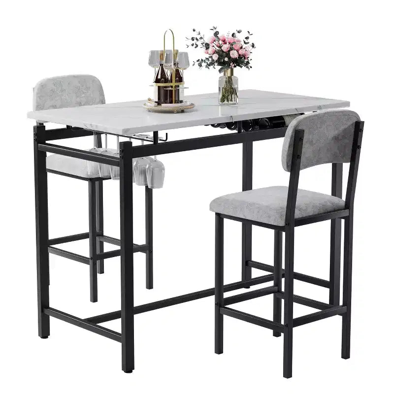 Set da pranzo 3 pezzi con 2 sedie imbottite per cucina o piccolo appartamento