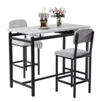 Set da pranzo 3 pezzi con 2 sedie imbottite per cucina o piccolo appartamento