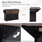 Isola per Cucina da 54,9" con Anta a Ribalta, Presa di Corrente, Carrello Contenitore con Ante in Vetro e Stile Rustico, 4 Ripiani e Ruote (Senza Sgabelli)