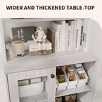 66.9 Mobiletto da cucina con presa di corrente, Armadietto dispensa con luci a LED, Carrello bar con anta in vetro per sala da pranzo, soggiorno