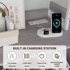 66.9 Mobiletto da cucina con presa di corrente, Armadietto dispensa con luci a LED, Carrello bar con anta in vetro per sala da pranzo, soggiorno