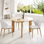 Tavolo da pranzo rustico in legno massello con piano rotondo effetto legno e base a croce per sale da pranzo moderne e riunioni di famiglia