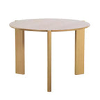 Tavolo da pranzo rustico in legno massello con piano rotondo effetto legno e base a croce per sale da pranzo moderne e riunioni di famiglia