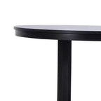 Tavolo da pranzo rustico in legno massello con piano rotondo effetto legno e base a croce per sale da pranzo moderne e riunioni di famiglia