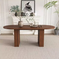 62.9 Oval Dining Table for 6 Walnut Veneer MDF Tabletop with MDF Base Modern Farmhouse Dininghouse Table with Waterproof Scratch Resistant Surface