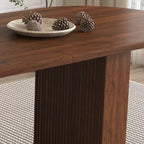 Tavolo da pranzo ovale da 62,9 pollici per 6 persone con piano in MDF impiallacciato noce e base in MDF, tavolo da pranzo moderno in stile rustico con superficie impermeabile e resistente ai graffi