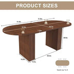Tavolo da pranzo ovale da 62,9 pollici per 6 persone con piano in MDF impiallacciato noce e base in MDF, tavolo da pranzo moderno in stile rustico con superficie impermeabile e resistente ai graffi
