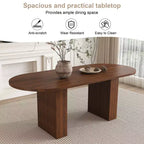Tavolo da pranzo ovale da 62,9 pollici per 6 persone con piano in MDF impiallacciato noce e base in MDF, tavolo da pranzo moderno in stile rustico con superficie impermeabile e resistente ai graffi