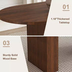 Tavolo da pranzo ovale da 62,9 pollici per 6 persone con piano in MDF impiallacciato noce e base in MDF, tavolo da pranzo moderno in stile rustico con superficie impermeabile e resistente ai graffi
