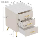 Comodini moderni imbottiti con cassetto, piano in finto marmo e gambe in metallo dorato, eleganti tavolini da notte per camera da letto o divano