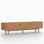 Mobile TV in Legno Extra Lungo da 86,6 Pollici per TV da 90 Pollici, Credenza Multimediale con Ante a Lamelle e Ripiani Rimovibili, Noce