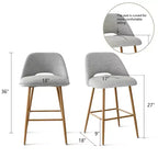 Set di 2 sgabelli da bar in boucle altezza bancone, 27 sedie moderne imbottite per isola cucina con gambe in metallo finitura legno