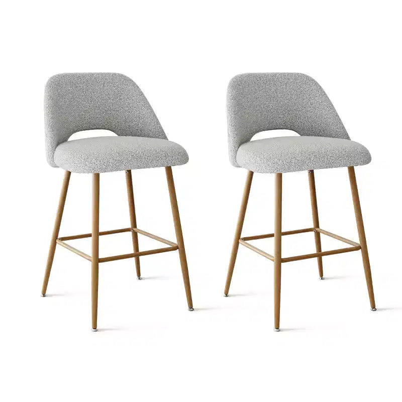 Set di 2 sgabelli da bar in boucle altezza bancone, 27 sedie moderne imbottite per isola cucina con gambe in metallo finitura legno