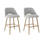 Set di 2 sgabelli da bar in boucle altezza bancone, 27 sedie moderne imbottite per isola cucina con gambe in metallo finitura legno