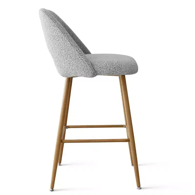 Set di 2 sgabelli da bar in boucle altezza bancone, 27 sedie moderne imbottite per isola cucina con gambe in metallo finitura legno