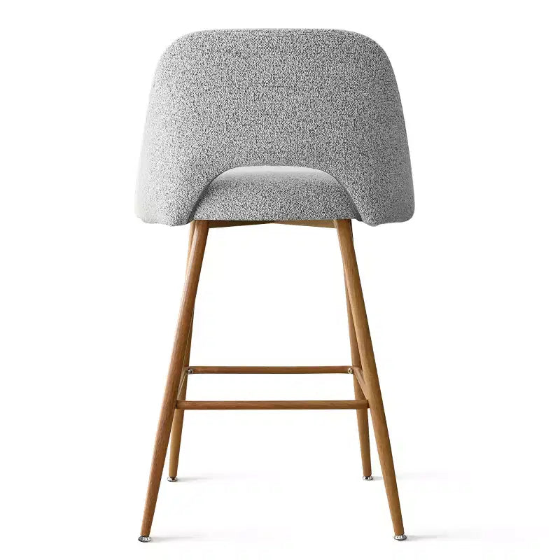 Set di 2 sgabelli da bar in boucle altezza bancone, 27 sedie moderne imbottite per isola cucina con gambe in metallo finitura legno