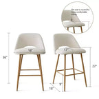 Set di 2 sgabelli da bar in boucle altezza bancone, 27 sedie moderne imbottite per isola cucina con gambe in metallo finitura legno